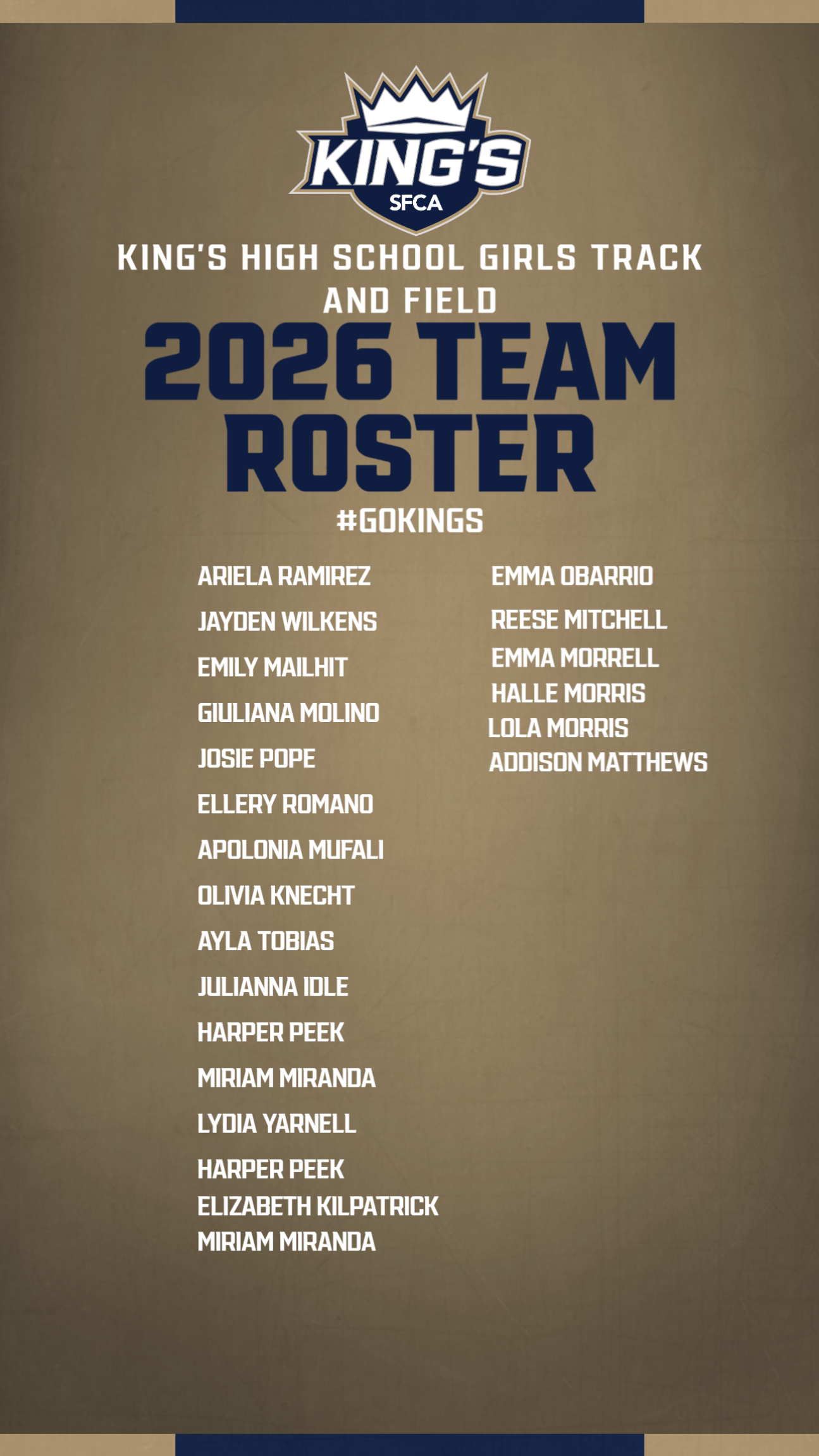 Track roster coming soon